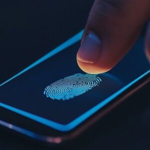 Fingeravtryck används för biometrisk inloggning på en smartphone